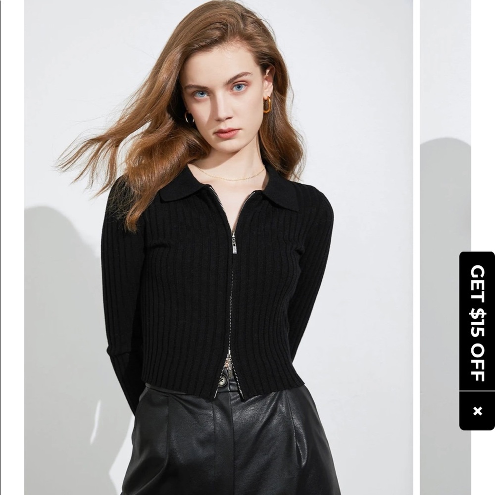 J.ING Hadley Black Double Zip Cardigan